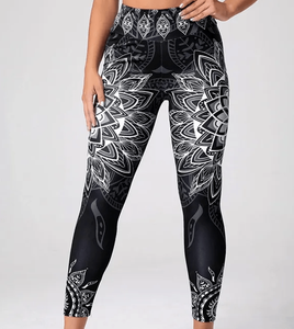 กางเกงโยคะพิมพ์ลายสแปนเด็กซ์/โพลีเอสเตอร์ คุณภาพสูง นุ่มพิเศษ ระบายอากาศได้ดี เป็นมิตรกับสิ่งแวดล้อม ตัดเย็บอย่างประณีต สำหรับผู้หญิง ปรับแต่งได้ตามต้องการ - Product Image 5