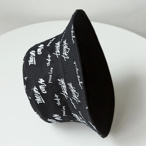Sombrero de cubo de algodón con estampado de letras de grafiti de moda de doble cara, sombrero de Sol de pescador plegable suave para hombres, rendimiento de ciclismo - Product Image 4