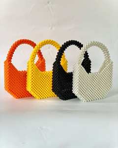 Bolsa de almacenamiento moderna hecha a mano con cuentas de perlas de marfil | Bolso de hombro Hobo de plástico de gran capacidad con uso en armario - Product Image 4