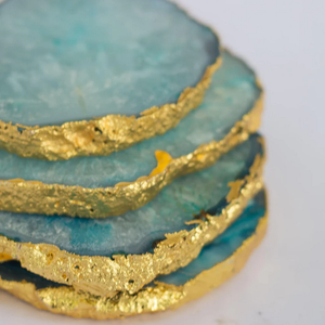 Wholesale Premium Quality Agate <b>Coaster</b> Tableware Accessories with <b>Gold</b> Electroplated Agate Slice Premium Mats & Pads - Product Image 3