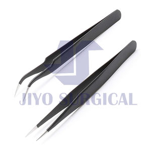 Pinzas antiestáticas de acero inoxidable negro con punta de precisión, aplicador Manual de pestañas para extensión de pestañas - Product Image 4