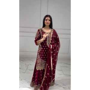 <b>Presenting</b> New Premium Quality Heavy Faux Georgette Salwar Kameez Set Embroidery Sequence Worked Fully Stitched Ready Wear - Product Image 1