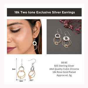 Joyería de mujer ligera para ella Plata de Ley 925 18K chapado en oro rosa pendientes de aro colgantes de dos tonos para mujeres y niñas - Product Image 1