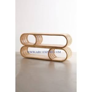 Black and Brown Color Rattan Jute Trolley 2 Tier Material Furniture Hotel and Wedding Food Server Customized Shape Jute Trolley - Product Image 4