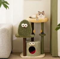 Monster Series Villa pour chat intégrée moderne 4 niveaux 85 cm Écologique Multifonctionnelle Griffoir pour chat Corde en sisal Peluche