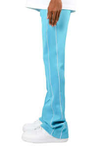 Men's Blue Track Pants With White Side Stripes <b>Elastic</b> Waist Casual Joggers Midweight Polyester Breathable Spring Wear - Product Image 2