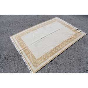 Tapis vintage 4,5x6,4 pieds, tapis turc, tapis persan en laine blanche - Product Image 1