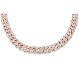Cadena Cubana de Oro Rosa de 14k con Diamantes, Plata de Ley 925, Grado Redondo Blanco, Estilo de Lujo, Probada por un Técnico - Product Image 4