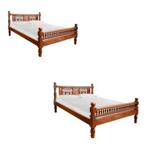 เตียงไม้เนื้อแข็งทำด้วยมือพร้อมดีไซน์แบบดั้งเดิมเฟอร์นิเจอร์ห้องนอนทำด้วยมือ - Product Image 3