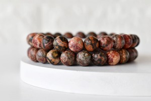 High Quality Leopardskin Jasper 8mm Round <b>Beaded</b> <b>Bracelet</b> Lovers Pattern Classic Style for Meditation Tibetan Buddhism Occasions - Product Image 6