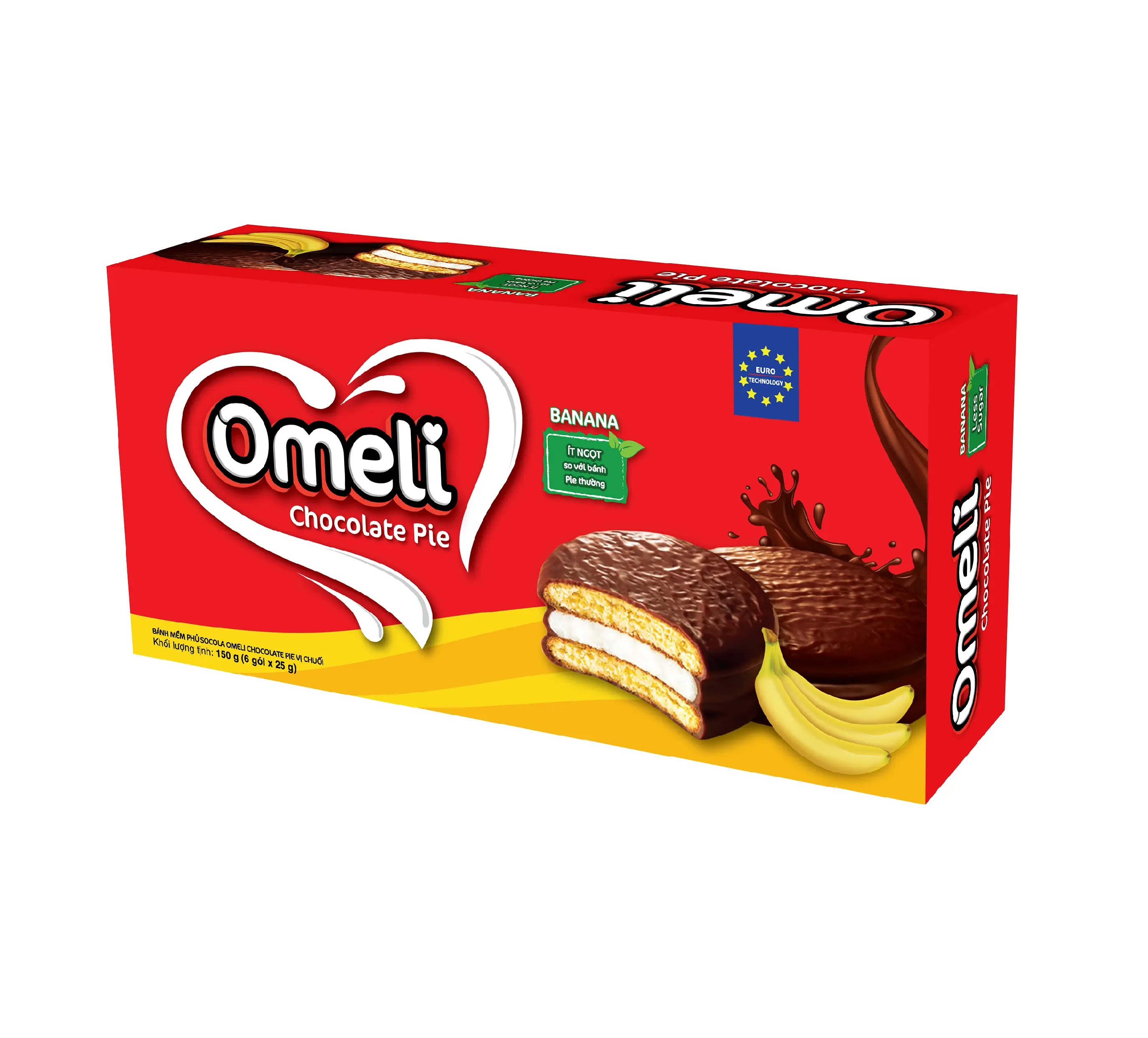 Premium-Qualität Hot Selling Neues Produkt Marke Omeli Schokoladen kuchen/Chocopie 150g-Bananen geschmack-Verpackt in Papier box