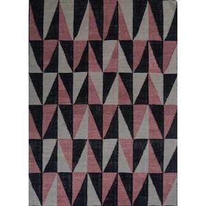 อัลฮัมบรา เกรย์ แอนด์ แบล็ค พรมทอแบน ขนสัตว์และวิสโคส ลายเรขาคณิต สำหรับตกแต่งบ้าน-ADWV-13005 - Product Image 1