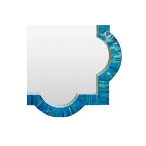 Miroir mural moderne de luxe en incrustation d'os fabriqué en Inde Nouveau cadre en bois au design traditionnel antique personnalisé pour le mur de la salle de bain - Product Image 6