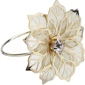 Rond de serviette créatif en strass Fleur en métal et diamant Design Porte-serviettes pour table à manger pour la personnalisation de la fête - Product Image 1