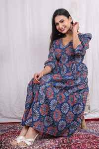 Vestido de iglesia de algodón puro para mujer, vestido acampanado, estampado de bloque de mano, verano, carrera, oficina, ocasiones formales, elegante, para mujer - Product Image 2