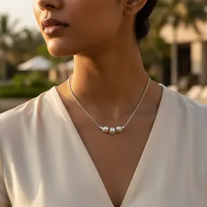 Collier en argent 925 avec perle pour femmes, bijoux élégants et à la mode - Product Image 2