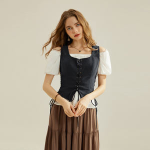 ชุดคอร์เซ็ทผ้าพันคอทรงสี่เหลี่ยมแขนกุดผ้าลูกไม้สำหรับผู้หญิงชุดคอร์เซ็ทสไตล์วิกตอเรียวินเทจ - Product Image 3