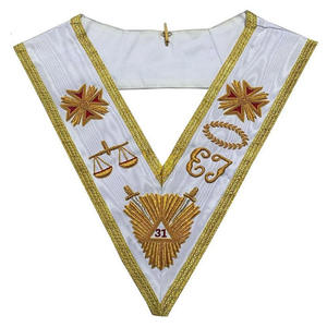 Prix de gros collier d'officier maçonnique bleu avec or brodé à la main de qualité supérieure collier d'officier brodé personnalisé - Product Image 6