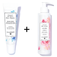 Set Perawatan Kulit Lilaroze Paris Krim Bibir Organik Shea Butter Ekstrak Bunga Alpine Losion Tubuh Ekstrak Mawar Efek Melembapkan