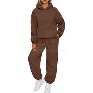 Sudadera con capucha de gran tamaño para mujer, conjuntos de 2 piezas con bolsillos de pantalones de chándal holgados, perfecta para la moda informal de otoño - Product Image 2