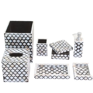 Luxury Bone Inlay <b>Bathroom</b> Set Best Quality Top Design Custom Handmade <b>Bathroom</b> Set Mother of Pearl <b>Bathroom</b> Set - Product Image 1