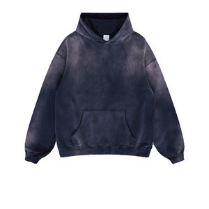 Sudadera con Capucha de Primera Calidad, Lavada con Ácido, Estilo Desgastado, de Gran Peso y Talla Grande para Hombre, Otoño Invierno - Product Image 2