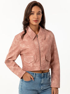 Chaqueta de cuero OEM para mujer hecha a medida, piel de vaca auténtica, estilo motocicleta, ropa de abrigo ajustada, precio directo de fábrica - Product Image 3