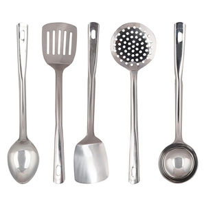 Ensemble de cuisine professionnel moderne en acier inoxydable 6 pièces, comprenant une spatule et une cuillère, léger, antiadhésif, compatible four/micro-ondes et lave-vaisselle - Product Image 5