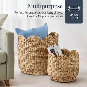 Cesta de Jacinto de Agua Tejida a Mano con Asas, Cesta de Almacenamiento de Ropa Ecológica, Mayorista Vietnamita - Product Image 5