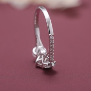 IGI Certified Round <b>Pink</b> Diamond Three Stone Engagement & Wedding Ring In Solid 925 Sterling Silver - Product Image 5
