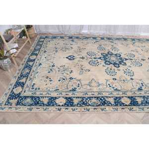 Tapis turc vintage 8,8x12,4 pieds, tapis surdimensionné, tapis en laine bleue - Product Image 5