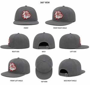 Gray 5-Panel <b>Snap</b> Back <b>Cap</b> with Red and White Embroidered Animal Logo Front Panel Hip Hop Sporty Casual Unisex Adult Hat - Product Image 6