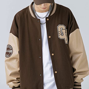 Veste universitaire personnalisée pour homme en laine, cuir et toile, avec broderies, logos, patchs et étiquettes personnalisés, respirante, pour l'hiver - Product Image 4