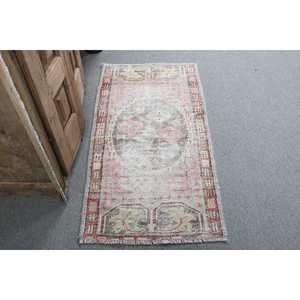2.1x4.2 ft Vintage Turkish Rug, Small Rug, <b>Red</b> <b>Wool</b> Rug - Product Image 1
