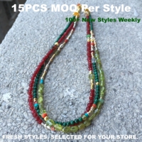 Collier tendance en perles baroques de pierre naturelle, faible MOQ, avec pierres précieuses tourmaline et perles irrégulières, pour la collection de Noël