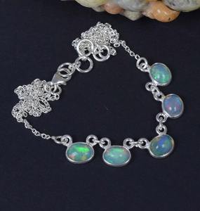 Indian Best Jewelry Ethiopian Opal 925 Sterling Silver Gemstone Chain <b>Necklace</b> <b>October</b> <b>Birthstone</b> Natural Stone Gift for Her - Product Image 3