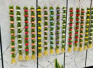 ผ้าลูกปัดกุหลาบและมาลัยดอกมะลิพร้อมลูกปัดผ้าสำหรับงานปาร์ตี้คริสต์มาส haldi mehdi - Product Image 3