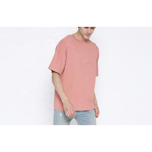 Camiseta de manga corta de punto con cuello redondo de gran tamaño Unisex 100% algodón de talla grande estilo informal alto personalizable al por mayor para hombres - Product Image 3