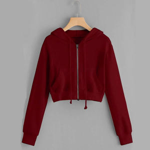 Hot sale 100% Cotton Sport Fitness Cropped Hoodies for Women Jogger Crop <b>Top</b> - Product Image 5