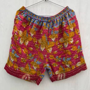 Hot New Vintage High Waist <b>Loose</b> Cotton <b>Shorts</b> <b>Women</b> Handmade Kantha Embroidered Elastic Closure Breathable Eco-Friendly Beach - Product Image 1