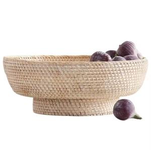 Cuenco de ratán con borde de diseñador de lujo, cuenco tejido hecho a mano para frutas, aperitivos, nueces, cocina, mesa decorativa, uso doméstico de la India - Product Image 3