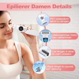 Rasoir intime sans fil pour femmes, tondeuse électrique étanche avec station de charge, double lame pour le corps et le visage - Product Image 3