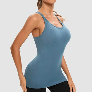 เสื้อกล้ามเล่นกีฬาสำหรับผู้หญิงมาใหม่เสื้อลำลองใส่วิ่งออกกำลังกายใส่บนถนนความยาวสั้นผ้าสวมใส่สบาย - Product Image 4