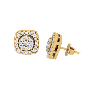 Pendientes de Botón con Diamantes Certificados en Corte Cojín con Detalles de Diamantes Reales de 0.25ct, Opciones de Oro Amarillo/Rosa/Blanco de 14Kt/18Kt - Product Image 2