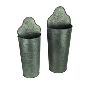 Lot de 2 jardinière murale galvanisée de Noël en fer intérieur extérieur de luxe à la main jardinière murale de poche pot d'herbes - Product Image 3
