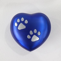 Urne funéraire moderne en aluminium gravée en forme de cœur pour animaux de compagnie, bleue, mini, artisanale, pour cendres, petite, souvenir