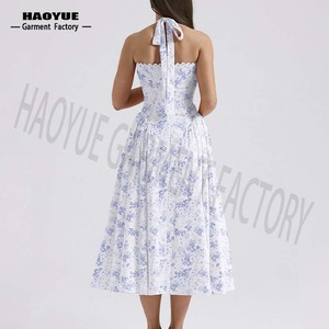 Vestido bohemio con estampado floral Morado para mujer, elegante, informal, personalizado, ropa de fiesta de verano para niñas, fabricante personalizado - Product Image 5