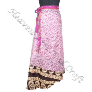 Buy Silk Two Layer <b>Reversible</b> Wrap Around <b>Skirt</b> Buy Silk Wrap Around Dress in USA Boho Stylish Multi Color Summer Wear comfort - Product Image 6
