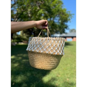 Cesta de almacenamiento de abalorios Baki de algas marinas tejidas a mano de alta calidad, decoración de algas marinas naturales con acento de macramé - Product Image 4