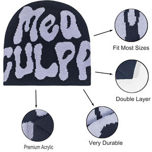 High Quality Wool Blend Jacquard Beanie Hat Custom Logo Wholesale Winter Knit Cap Warm Comfortable Stylish Headwear - Product Image 4